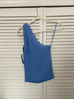 Abercrombie One-Shoulder Knotted Blue Top thumbnail 4
