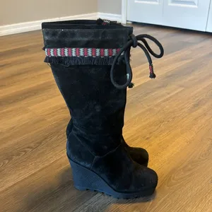 Diane Von Furstenberg Women Jimson Suede Wedge Boho Tribal Fringe Boots‎ Size 7 thumbnail 7