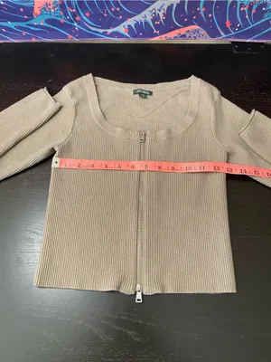 wild fable Neutral Ribbed Zip Sweater thumbnail 3