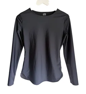 Old Navy Black Long Sleeve Rash Guard Small Swim Surf Curved Hem thumbnail 1