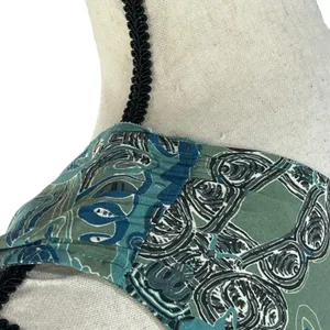 Zadig & Voltaire Small Asymmetrical Dress Sleeveless Deep V-Neck Teal Abstract thumbnail 5