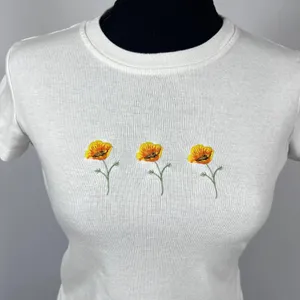 John Galt Brandy Melville Baby Tee Women's Embroidered‎ Cropped Y2K White Small thumbnail 2