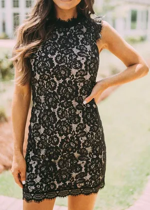 These Three Boutique Mock Neck Bodycon Lace Dress thumbnail 4