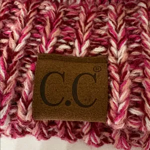 C.C Pink and White Knit Beanie thumbnail 3