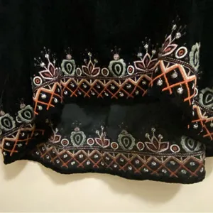 Aeropostale Womens Black Velvet Cami Tank Top XL 40” Embroidered V Neck Boho thumbnail 8