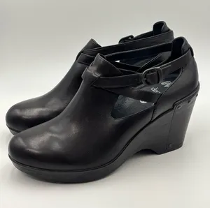 Dansko Black Platform Leather Wedge Mary Jane Slingback Size 40 thumbnail 1