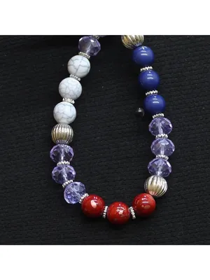 NWT Erica Lyons Beaded Holiday Elastic Bracelets Silver Gray / Blue Multi thumbnail 4