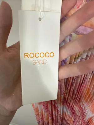 NWT Rococo Sand Eira Maxi Dress Peach Lilac Chiffon Open Back Pleated XS thumbnail 5