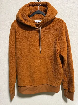 Athleta Tugga Sherpa Hoodie Womens Size Small‎ Burnt Orange Fleece Pullover thumbnail 2