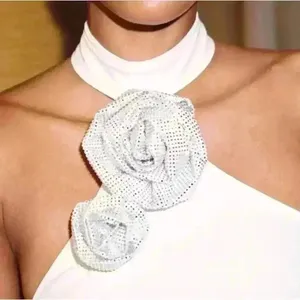 Zara halter neck white‎ top with rhinestones thumbnail 5