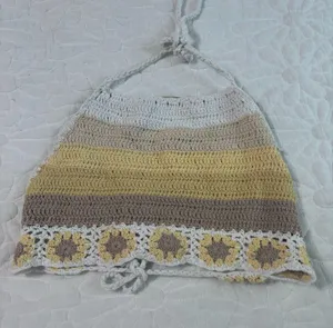 Knit floral Halter top cropped Yellow thumbnail 1