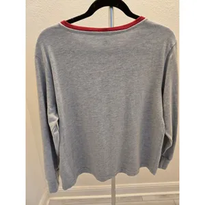 Disney Minnie Mouse Long Sleeve Ringer Shirt Womens M Grey Red Sparkle Graphic thumbnail 6