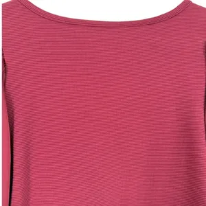 Anthropologie Maeve Ribbed Tiered Sleeve Mixed Media Top‎ Burgundy Size Small thumbnail 7