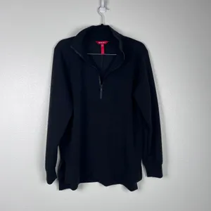 Spanx Women's Airessentials French Rib Half Zip Pullover Black Sz L thumbnail 2