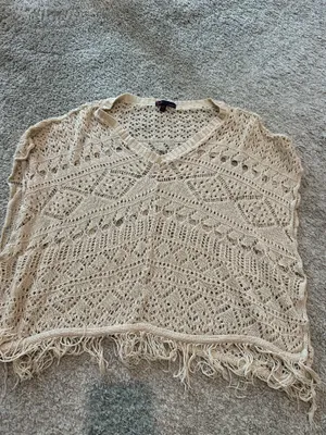 Crochet Swimsuit Coverup Top Tan Size M thumbnail 1