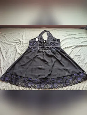 NWT Torrid Moody Butterflies Slip Dress 2X Black/Purple thumbnail 2