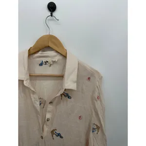 Hope Springs Nautical Button Front Shirt Women Sz XXL Cream Sheer Cruise Anchor‎ thumbnail 7