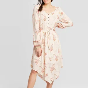 Knox Rose Floral Handkerchief Hem Peasant Midi Dress Cottagecore Button Boho XL thumbnail 12