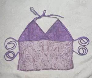 Passport purple y2k beaded tie halter top thumbnail 1