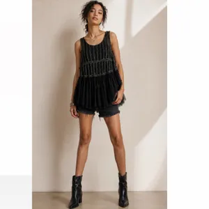 Free People Raindrop Embellished Tunic Top Sz Small Boho Festival Retro sheer thumbnail 5