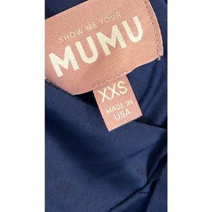 Show Me Your Mumu Anderson Maxi Dress in Midnight Navy Luxe Satin XXS thumbnail 5