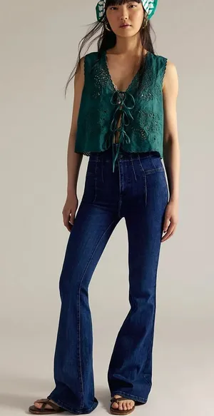 Free People We The Free Jayde Flare Jeans Indigo Blue Womens Size 27 thumbnail 1