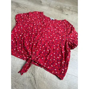 EUC Women Madewell Novel Tie-Front Top floral Prairie Posies vneck viscose sz XL thumbnail 5