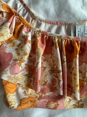 Orange And Pink Floral High Waisted Bikini Set thumbnail 3