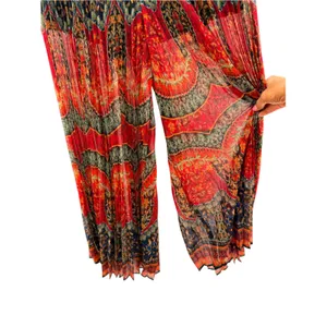 Alice + Olivia Copen Wide Leg Pleated Pants 8 Paisley Baroque Palazzo Culottes thumbnail 5