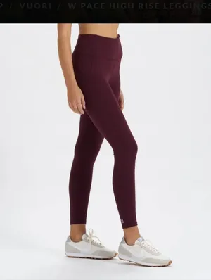 Vuori Pace High Rise Leggings Size Medium Burgundy Yoga Running Athletic thumbnail 3