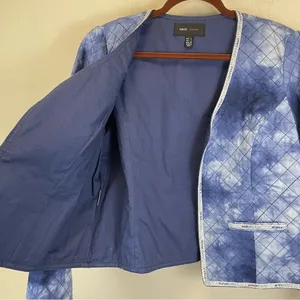 Mango Tie Dye Quilted Beaded Long Sleeve‎ Short Jacket Blue Size Large thumbnail 5