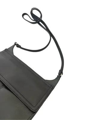 Fossil Black Leather Flap Front Crossbody Bag Long Strap Pocket One Size Women's thumbnail 10