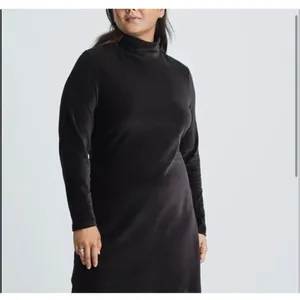 Everlane Black The‎ Velour Mock Neck Long Sleeve Mini Dress thumbnail 3