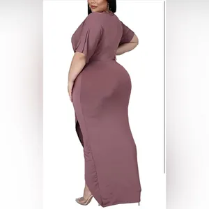 NEW Plus Size Maxi Dress V Neck Short Sleeve Wedding Guest Dress 2X thumbnail 5