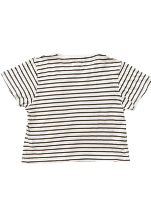 MATE the Label Cropped Striped Crewneck Tee Olive S thumbnail 2