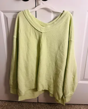 aerie ribbed green sweater  thumbnail 1