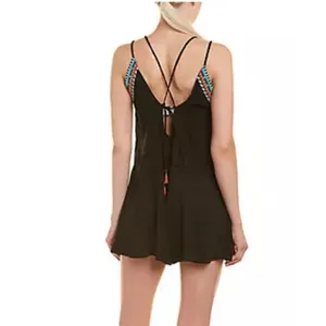 NWT Nanette Lepore Tribal Beat Romper Black Swim Coverup Size S‎ thumbnail 2