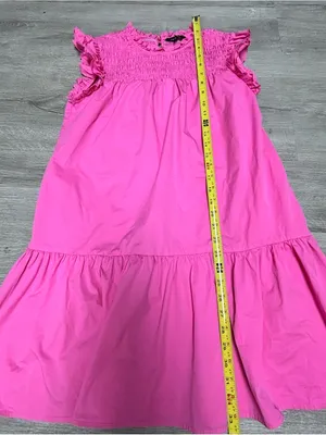 Strut & Bolt Hot Pink Southern Prep Smocked Ruffle Tiered Mini Dress Size Medium thumbnail 3