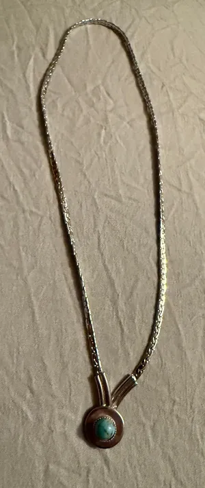 Sliver necklace with turquoise pendant from Craig Husar Designs thumbnail 1