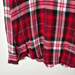 LOFT Red Plaid Long‎ Sleeve Button Back Blouse Size Medium thumbnail 3