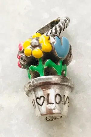 Brighton Colorful Flowerpot Charm Enameled thumbnail 1