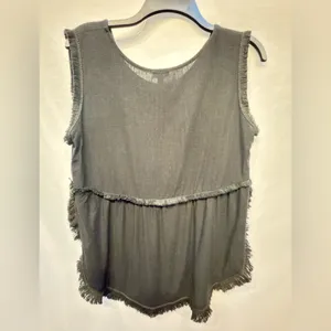 Coco + Carmen Black Sleeveless Fringe Tiered Tank size S/M thumbnail 8