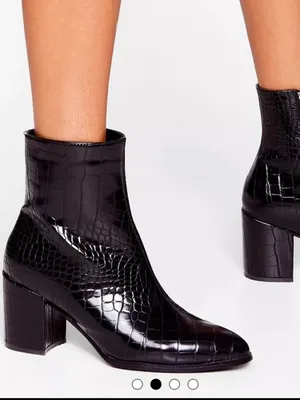 Nasty Gal Croc Embossed Block Heel Meadow 2 Ankle Boots Size 8 thumbnail 1