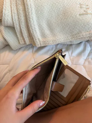 Michael Kors Wallet Wristlet Leather Brown thumbnail 5