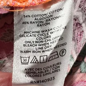 LOFT Floral Mini Dress Womens MP Pink Orange Patchwork Smocked V-Neck Tropical thumbnail 5