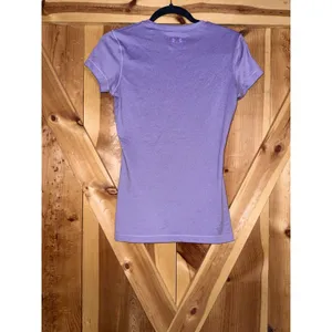 Under Armour Womens Small Purple HeatGear Fitted Short Sleeve Athletic Shirt Gym thumbnail 2