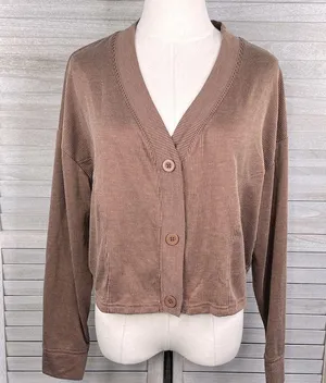 COLSIE Knit Lounge Set Pants & Cropped Button Front Top-Large thumbnail 2