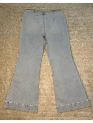 Express 70s Flare Mid Rise light wash stretch denim jeans 12S coastal cowgirl thumbnail 6