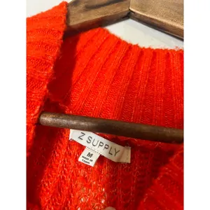 Z Supply Red Color Block Mock Neck Sweater Womens Sz M Cozy Chunky Knit thumbnail 4