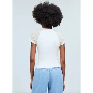 Madewell Raglan Sleeve Baby Tee Shirt Minimalist Basics Sporty Beige XXS NWT thumbnail 2